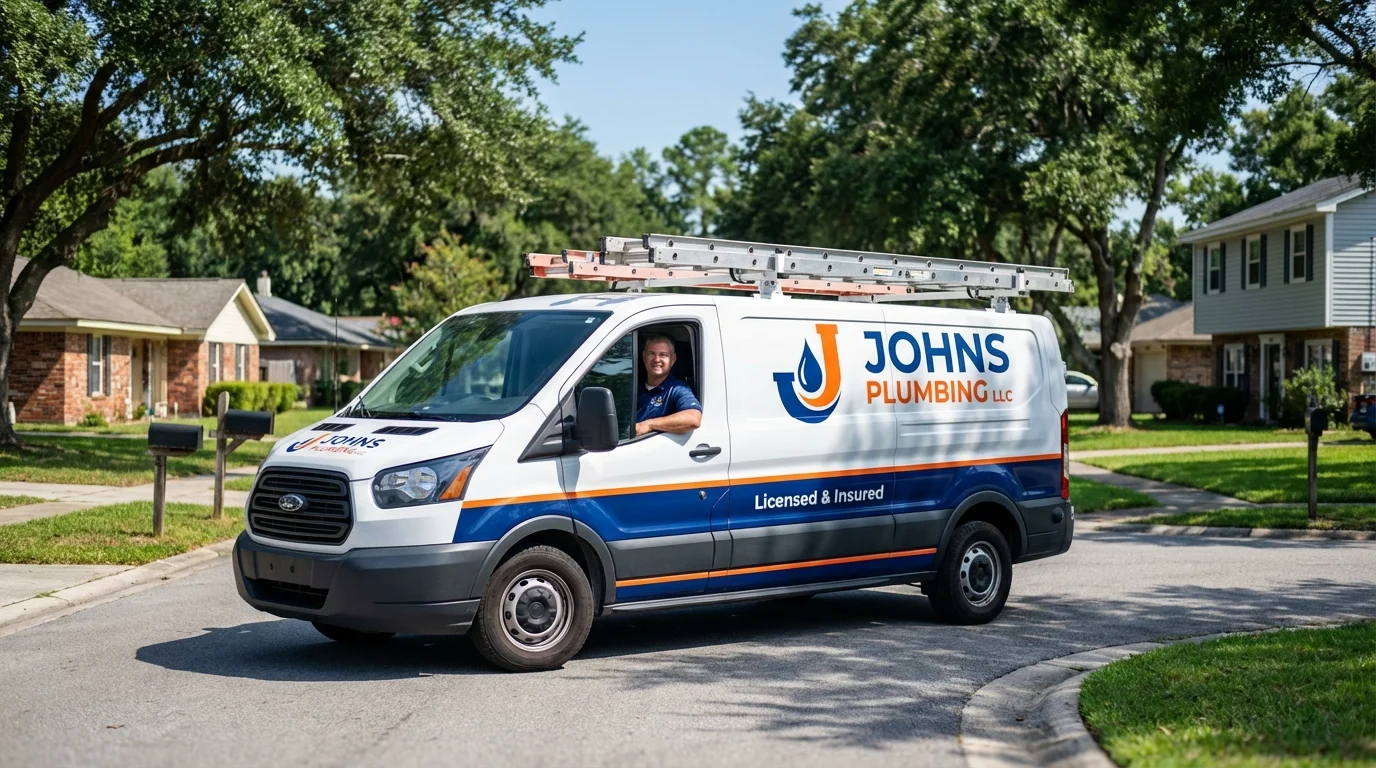 Johns Plumbing LLC service van in Dallas, PA