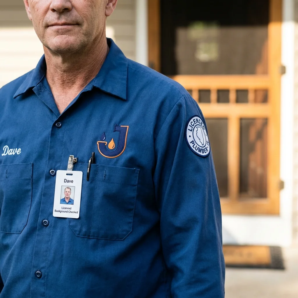 Licensed plumber showing ID badge in Dallas, PA