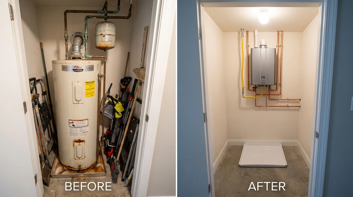 Tank water heater versus wall-mounted tankless unit comparison for Dallas, PA homeowners